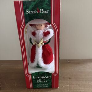 Vintage Santa’s Best European Style Glass Hand Blown Caroler 7" Ornament 1996